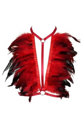 N/A/A Lingerie avec plumes et ceinture de poitrine - Costume de danse sexy - Grande taille - Style punk gothique - Pour homme
