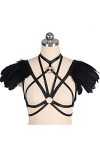 N/A/A Ceinture de poitrine sexy pour le corps et la danse - Grande taille - Élastique, plumes, soutien-gorge, épaules rouges 