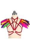 N/A/A Ceinture de poitrine sexy pour le corps et la danse - Grande taille - Élastique, plumes, soutien-gorge, épaules rouges 