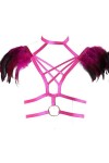 N/A/A Harnais de corps avec plumes douces et épaules - Soutien-gorge à bretelles - Ailes - Pour homme - Pour festival, rave -