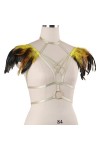 N/A/A Harnais de corps avec plumes douces et épaules - Soutien-gorge à bretelles - Ailes - Pour homme - Pour festival, rave -