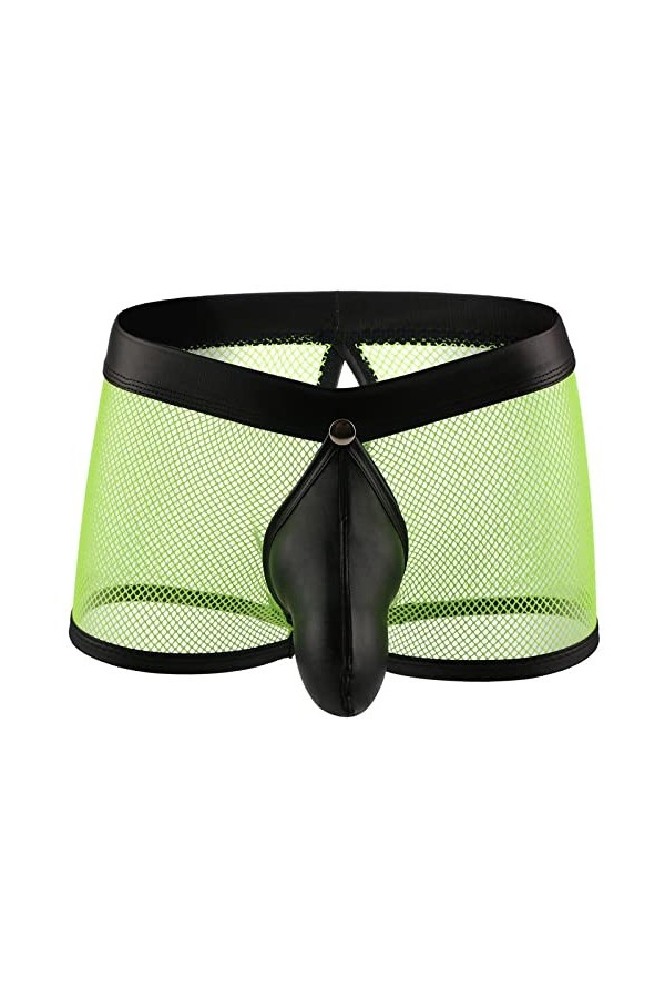 Culotte Sous-vêtements en résille pour homme - Boxer sexy - Ouverture dans le dos - Détachable - Taille S - Jaune