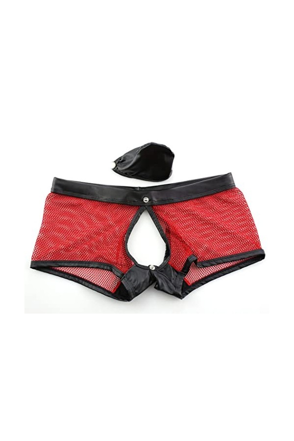 Culotte Sous-vêtements en résille pour homme - Boxer sexy - Ouverture dans le dos - Détachable - Taille S - Jaune