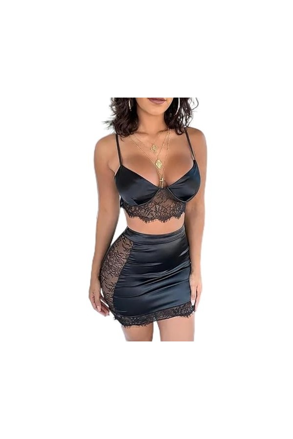 Ensemble de lingerie pour femme - Grande taille - Coutures en dentelle - Costume amusant - Jupe - Sous-vêtements - Grande tai