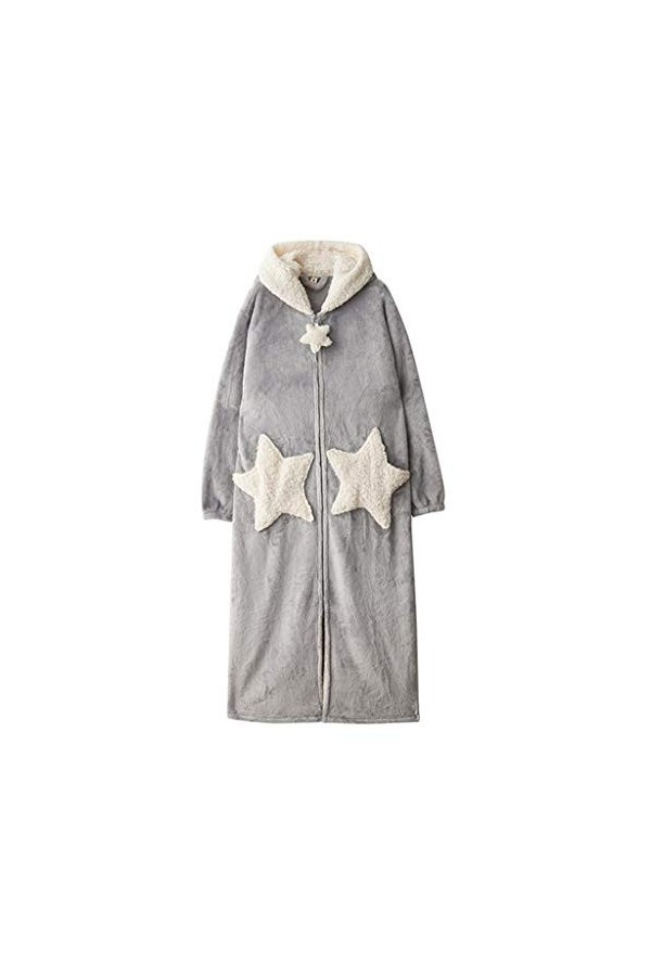 liaddkv Peignoir épais à capuche pour femme - En tôle de corail - Sac de couchage en latex véritable, gris, XL