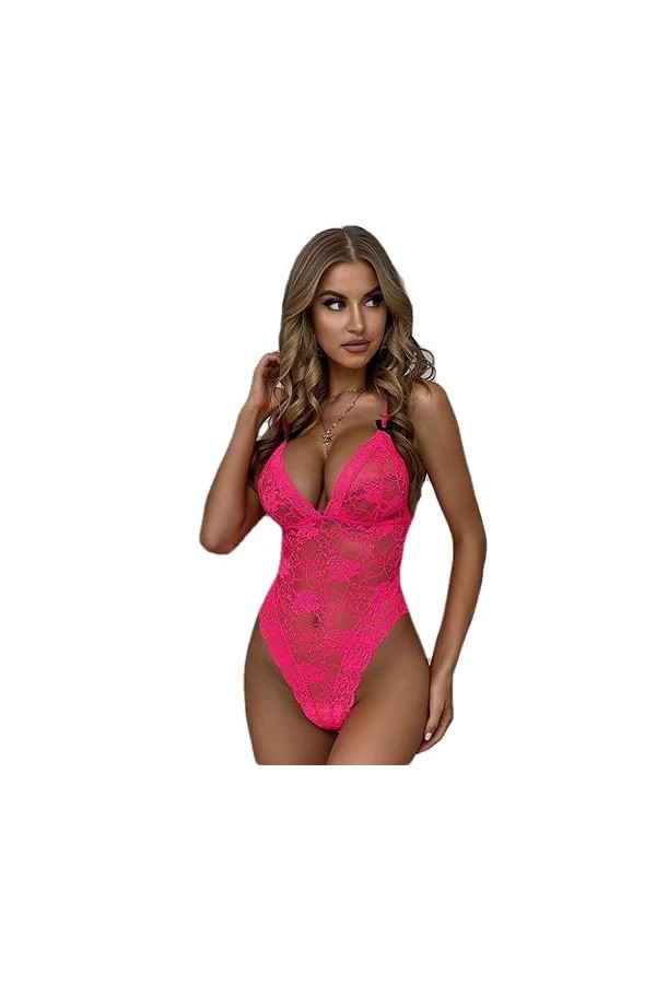 ZTIANEF Lingerie Sexy Homme Vêtements Techniques Et Spéciaux Sexy Lace See-Through Jumpsuit Sexy Backless Deep V-Neck Legging