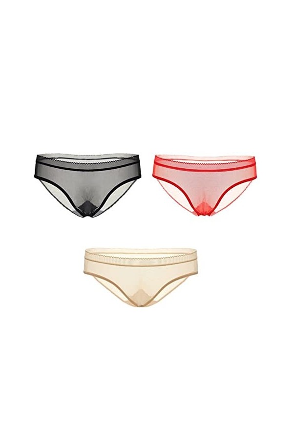 MULANY Femme Slips 3 pièces/Paquet Dentelle Culotte Transparente Slips for Femmes Sexy Dames sous-vêtements sans Couture Tail