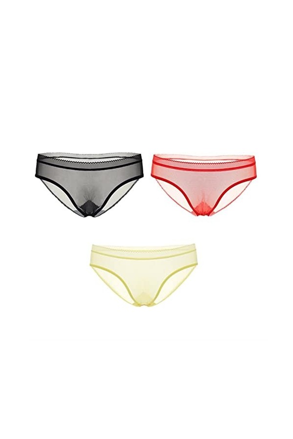 MULANY Femme Slips 3 pièces/Paquet Dentelle Culotte Transparente Slips for Femmes Sexy Dames sous-vêtements sans Couture Tail