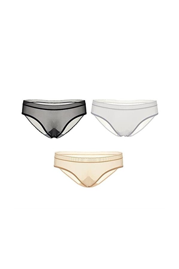 MULANY Femme Slips 3 pièces/Paquet Dentelle Culotte Transparente Slips for Femmes Sexy Dames sous-vêtements sans Couture Tail