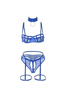 Couple Lingerie Ensemble de quatre pièces Sexy pour femmes avec anneau de poitrine sous-vêtements Sexy sous-vêtements faits à