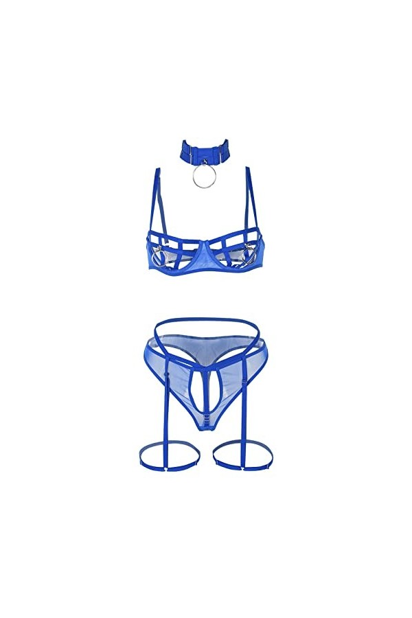 Couple Lingerie Ensemble de quatre pièces Sexy pour femmes avec anneau de poitrine sous-vêtements Sexy sous-vêtements faits à