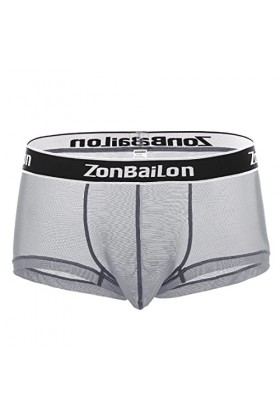 BIATWOWR Boxer Lettres pour homme See Through Mesh Sexy Short Leg Underpants Pantalon Sexy Underwear Trunks for Man M L XL 2X