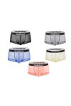 BIATWOWR Boxer Lettres pour homme See Through Mesh Sexy Short Leg Underpants Pantalon Sexy Underwear Trunks for Man M L XL 2X