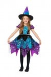 Deluxe Moon & Stars Witch Costume - Light up Dress & Hat, Purple & Teal Ombre - L