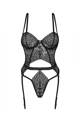 Obsessive Sexy Body pour Les Femmes Yaskana Teddy, Noir,XL-2XL