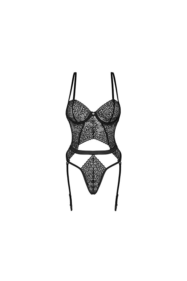 Obsessive Sexy Body pour Les Femmes Yaskana Teddy, Noir,XL-2XL