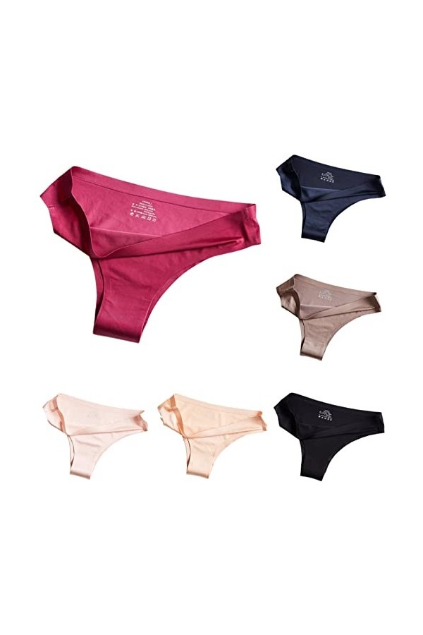 Bas de Maillots Femme 3/6 pièces Culottes Femmes Glace Soie sans Couture Taille Basse Sexy Une pièce Grande Taille Femmes Cot