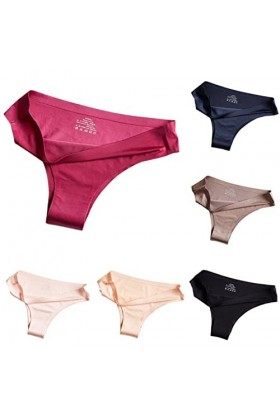 Culotte Femme sans Couture 3/6 pièces Culottes Femmes Glace Soie sans Couture Taille Basse Sexy Une pièce Grande Taille Dames