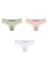 Shorties 3/5/7 pièces Sexy Dentelle String Femmes Transparent Creux Sexy Sport Taille Basse sans Couture Dames Slips avec nœu