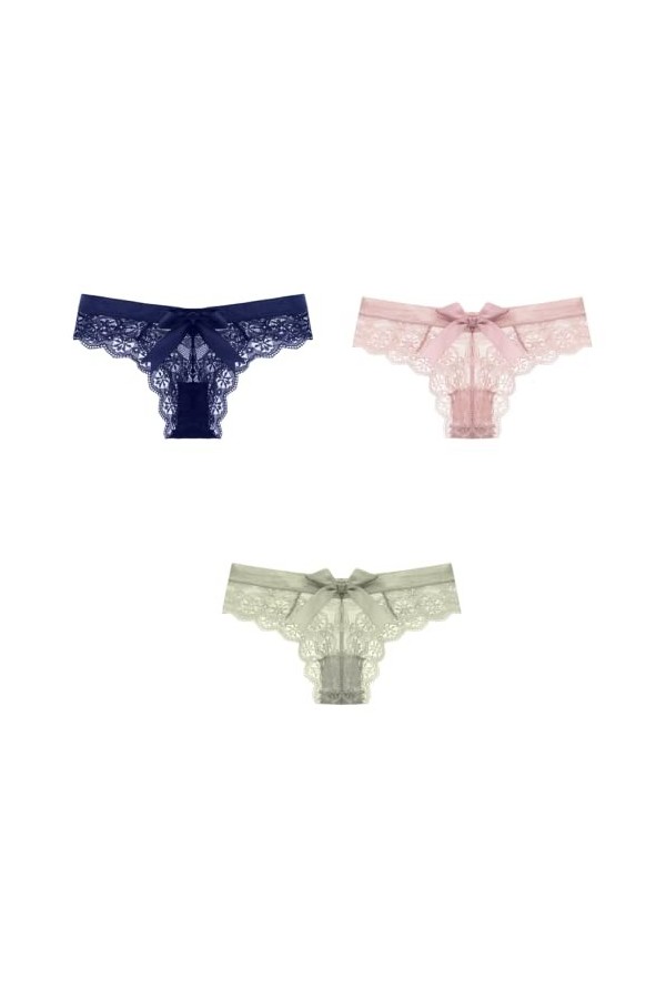 Shorties 3/5/7 pièces Sexy Dentelle String Femmes Transparent Creux Sexy Sport Taille Basse sans Couture Dames Slips avec nœu