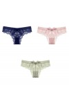 Shorties 3/5/7 pièces Sexy Dentelle String Femmes Transparent Creux Sexy Sport Taille Basse sans Couture Dames Slips avec nœu