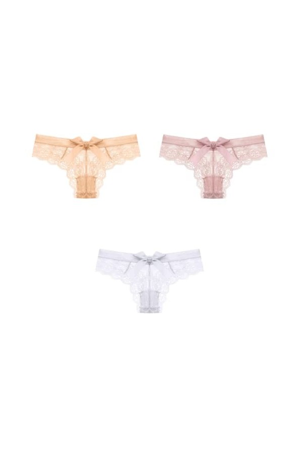 Shorties 3/5/7 pièces Sexy Dentelle String Femmes Transparent Creux Sexy Sport Taille Basse sans Couture Dames Slips avec nœu