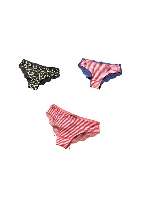 Strings et Tangas Femme 3/5/7PCS Sexy Glace Soie Impression Triangle Taille Basse Culotte Dames Creux Respirant Arc Ruban Rub