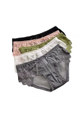 Strings et Tangas Femme 3/5 pièces Sexy Doux Double nœud Dentelle Dames Slips Chaud Taille Basse Tentation Coton Entrejambe C