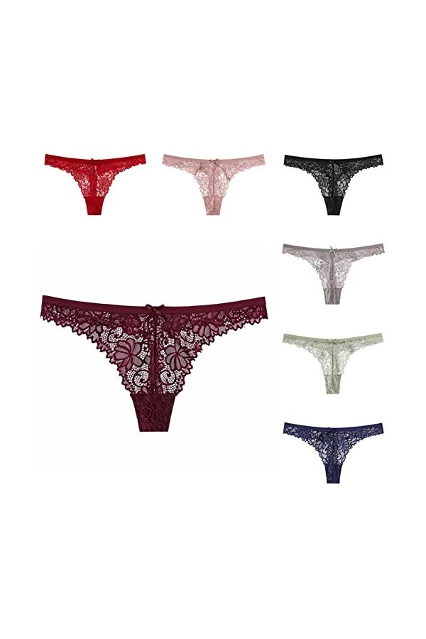Culotte 3/5/7 pièces Creux Transparent Tentation Dames String Sexy Dentelle Taille Basse T Pantalon Coton Entrejambe Dames Sl