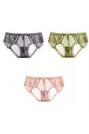 Culottes Shorties et Strings Femme 3/5 pièces Sexy Doux Double nœud Dentelle Dames Slips Chaud Taille Basse Tentation Coton E