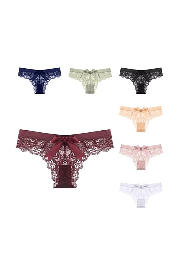 Shorties 3/5/7 pièces Sexy Dentelle Femmes Culottes Transparent Creux Glace Soie Taille Basse sans Couture Dames Slips Coton 