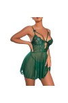 Femmes Lingerie Sexy Chemise De Nuit Chemise Dentelle Lingerie Vêtements De Nuit Col en V Nuisette Chemise De Nuit Color : R