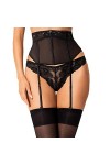 Obsessive Bas pour Porte-Jarretelles Semi-Corset Serena Love Garter Belt, Noir,M-L