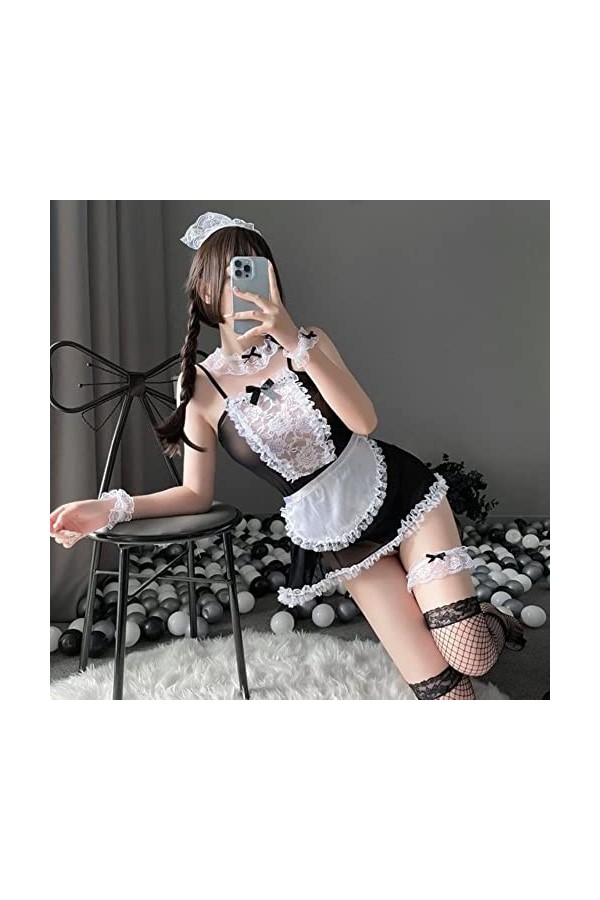 NA ZCLS Femmes Sexy Lingerie Tablier Maid Dress Cosplay Costume Servant Hot Babydoll Robe Uniforme Érotique Jeu de Rôle Exoti