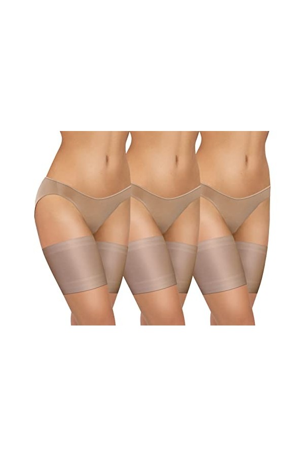 sesto senso 3 Paires Bandes de Cuisses Protège-Cuisse Elastiques Antidérapant Silicone Bande Lisses Sabia Chair 80-85 3XL