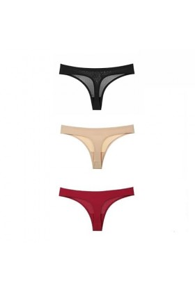 XKUN sous-vêtements 3Pcs / Set Femmes sans Soudure Soie De Glace G-String-Set5,XL 63-75Kg ,3Pcs