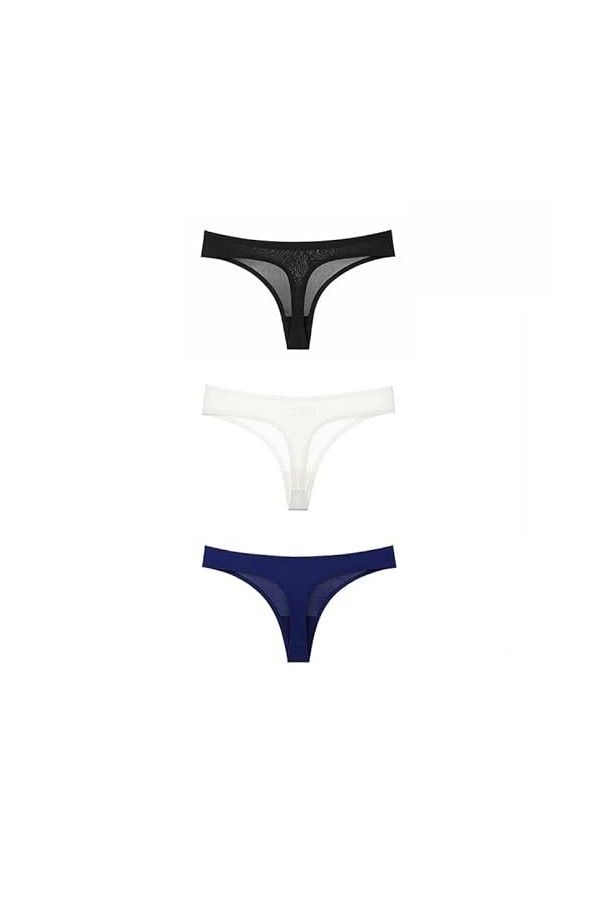 XKUN sous-vêtements 3Pcs / Set Femmes sans Soudure Soie De Glace G-String-Set5,XL 63-75Kg ,3Pcs