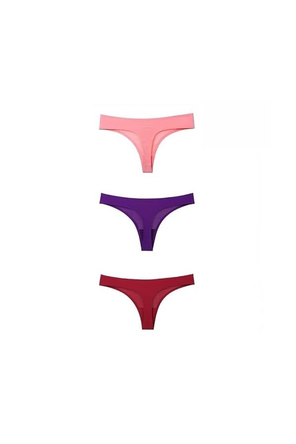XKUN sous-vêtements 3Pcs / Set Femmes sans Soudure Soie De Glace G-String-Set5,XL 63-75Kg ,3Pcs