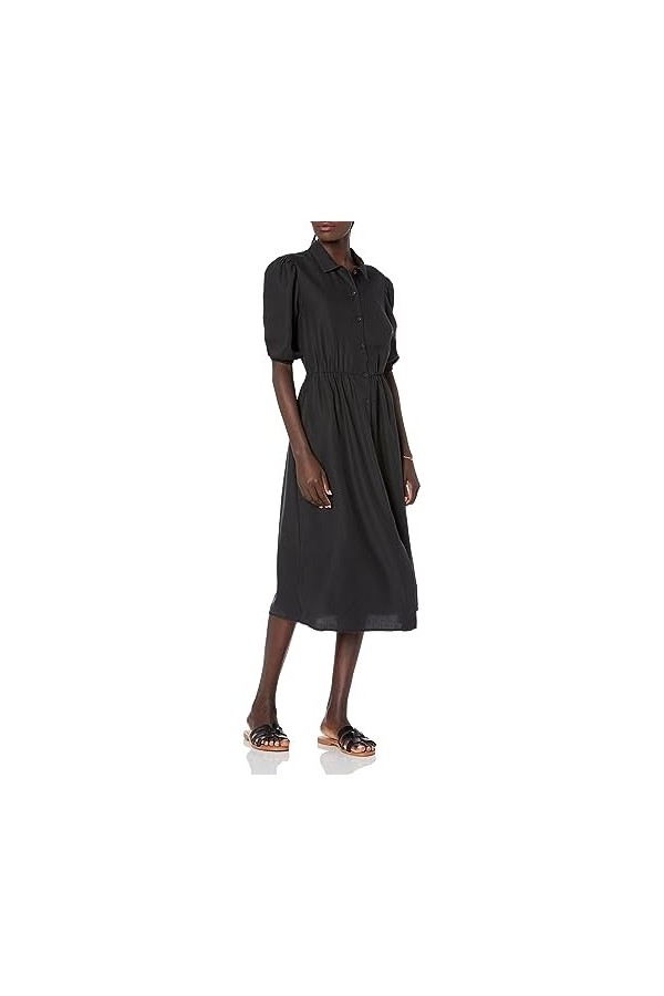 The Drop Ellen Robe chemise mi-longue à manches bouffantes et ouverture dans le dos pour Femme, champignon., XL