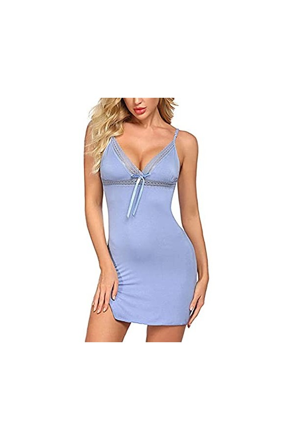 Body Nuisette Lingerie Femme Lingerie pour Femmes Pyjama Sexy Babydoll Chemise de Nuit en Dentelle Modale Robe à Bretelles Sl
