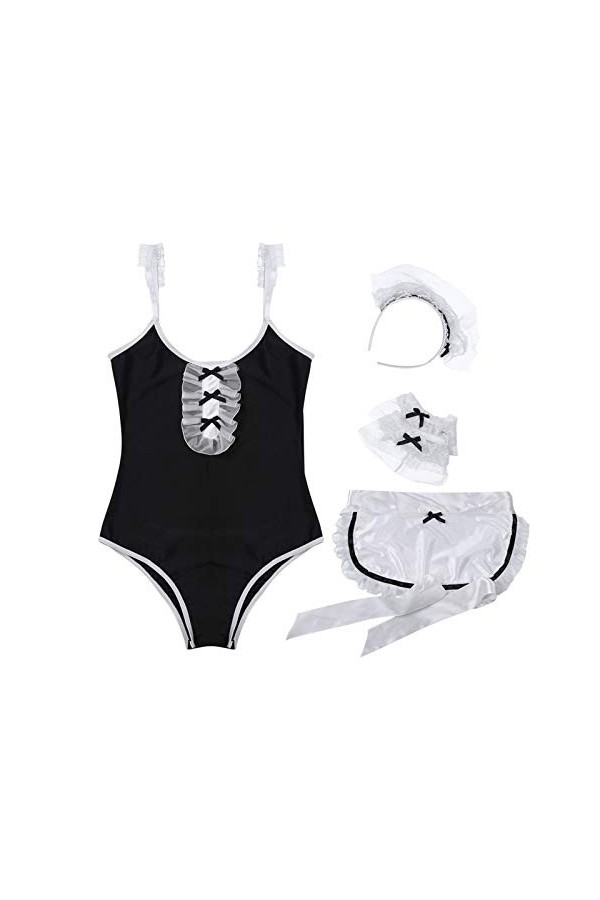 Yijian Ensemble de lingerie 4 pièces pour femme Couleur : noir Taille unique