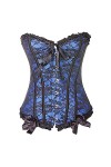 XUEFX Corset Femme Sexy Overbust Gothique Motif De Broderie en Dentelle Bustier Costume Top Grande Taille Color : Blue, Size