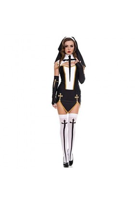 Tenue Sexy Femme Noir Blanc Sexy Nonne Sœur Costume Vierge Marie Nonnes Costumes Adultes Femmes Halloween Cosplay Robe De Soi