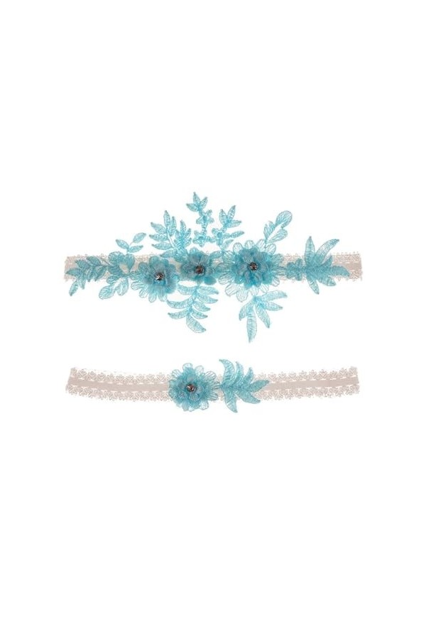 Jarretelles de Mariage en Dentelle brodée de Perles, 2 pièces, Jarretelles Sexy, Anneau de Cuisse de mariée Color : White 1,