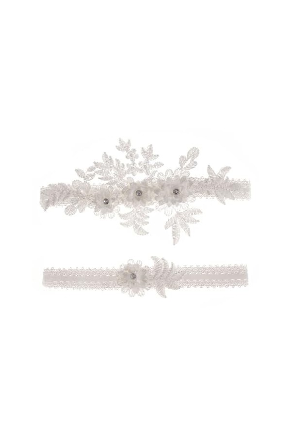 Jarretelles de Mariage en Dentelle brodée de Perles, 2 pièces, Jarretelles Sexy, Anneau de Cuisse de mariée Color : White 1,