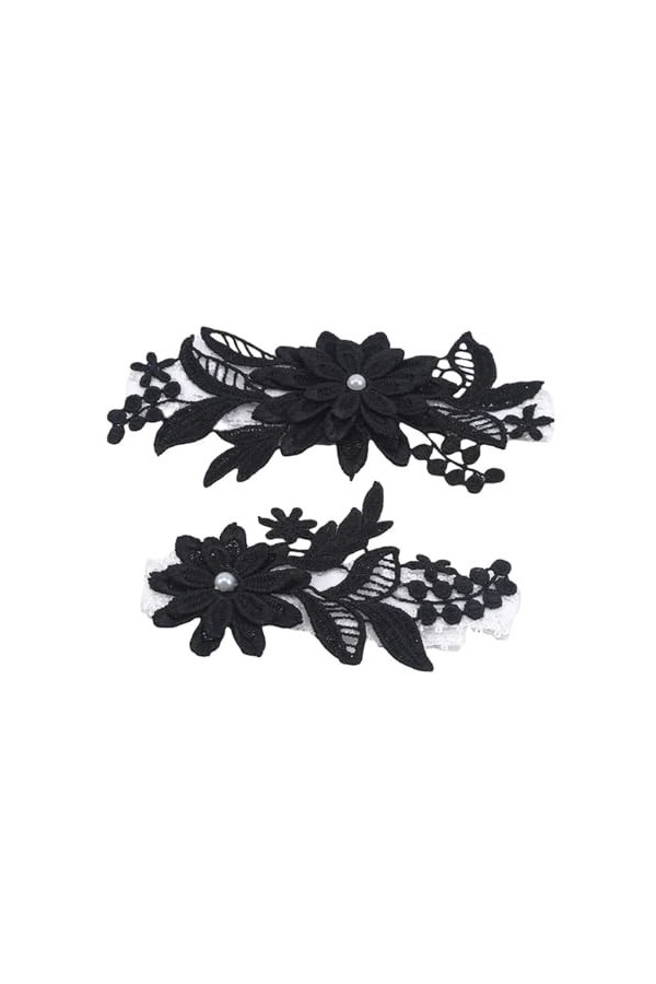 Jarretelles de Mariage en Dentelle brodée de Perles, 2 pièces, Jarretelles Sexy, Anneau de Cuisse de mariée Color : White 1,