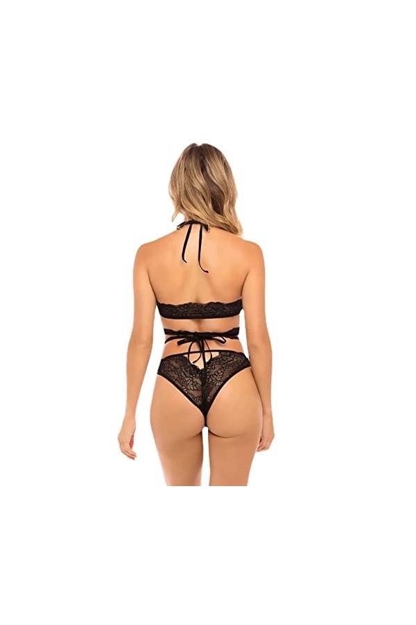 ZTIANEF LentrejambeSexy Crossover Backless érotique Combinaison à Trois Points, Noir, M
