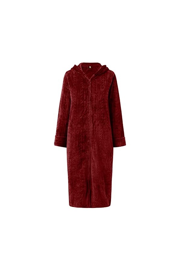 Générique Femmes Pyjamas Flanelle Épaissie Long Manteau Homewear Pyjamas Femmes Lingerie De Jeu De Rôle Wine, L 