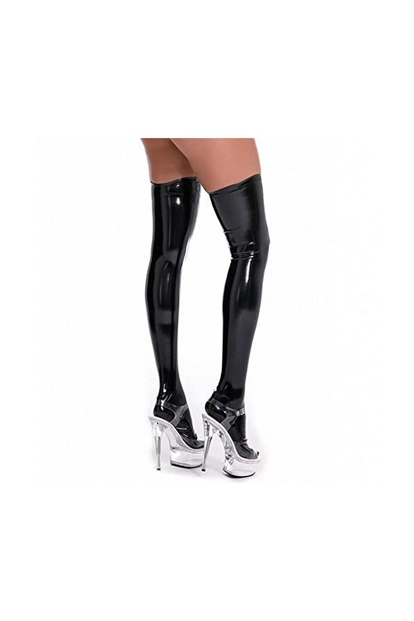 MENGQING Mini robe sexy en PVC brillant avec fermeture éclair et ouverture ajourée - Robe de danse punk en latex PU élastique