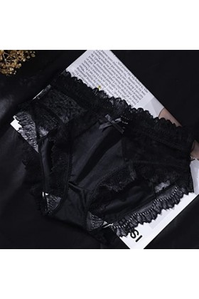 MULANY Femme Slips 3 pièces Sexy Femmes Dentelle Culottes Dames Culotte Transparente à Pois Maille Lingerie sous-vêtements Ar